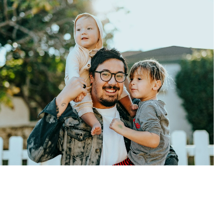 Dad with two kids