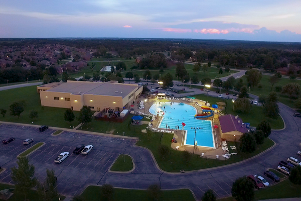 Aerial view of The Aquatics Center