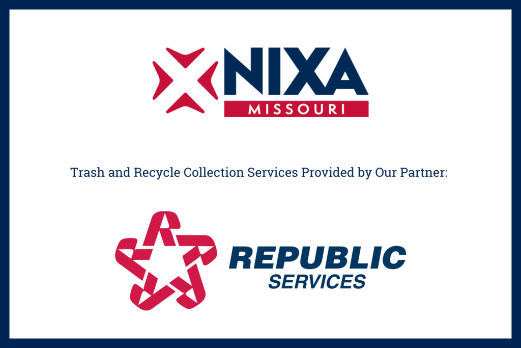 City of Nixa partners with Republic Services to provide trash and recycle collection services.