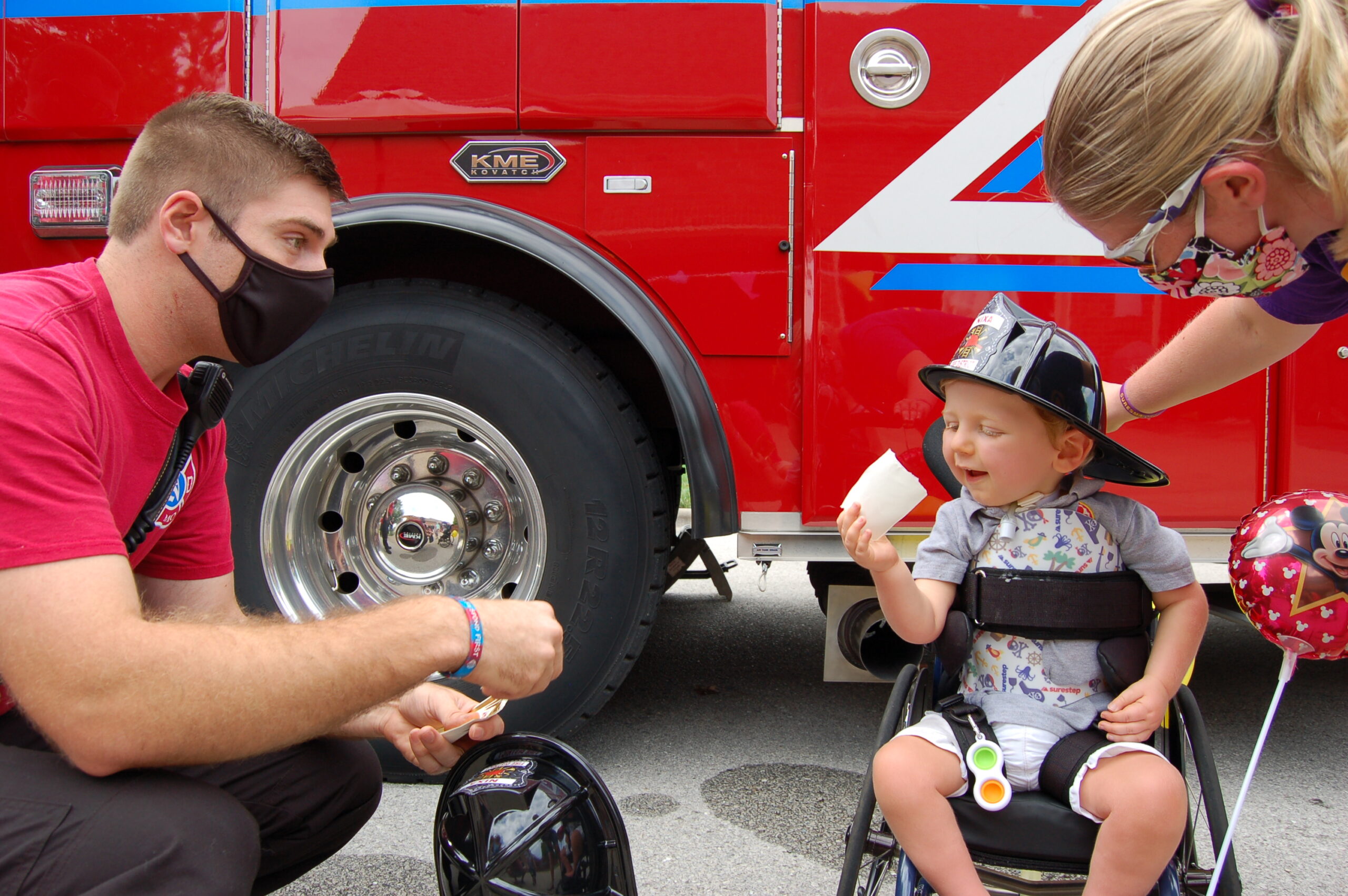 boy with firefighter