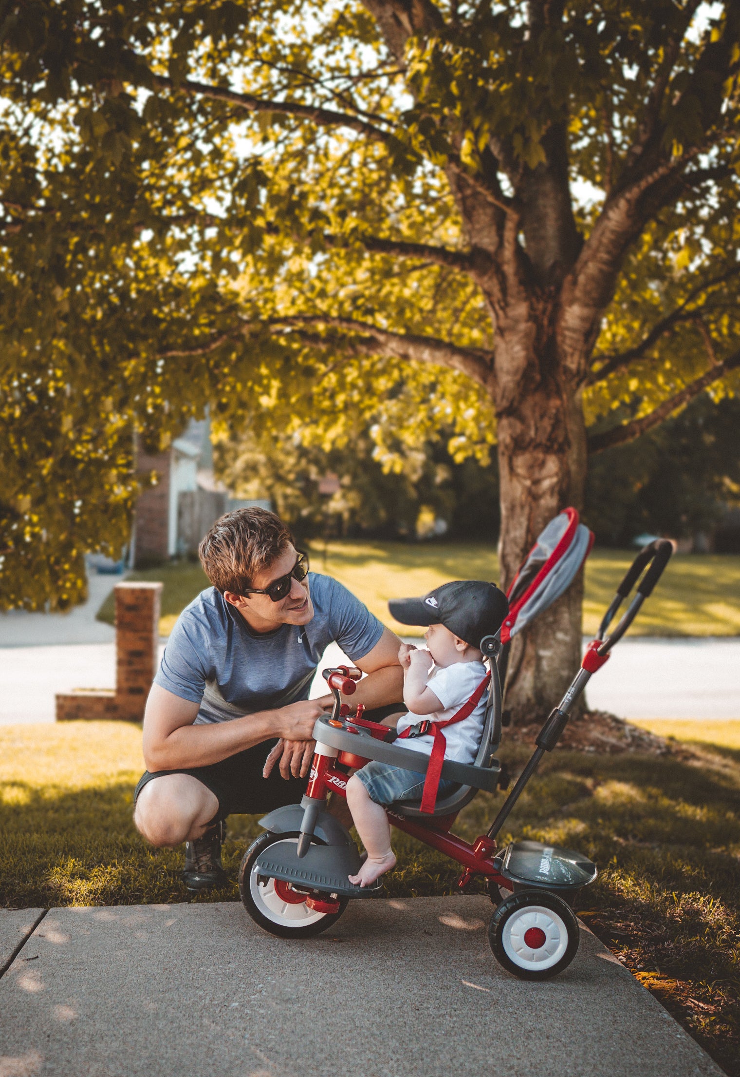 dad and baby with stroller