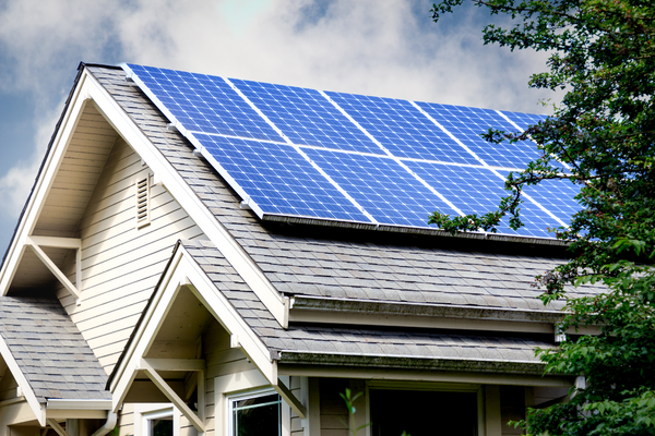 Solar panels on house roof