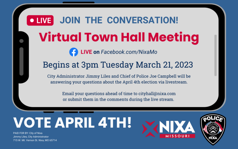 Virtual Town Hall Meeting will be on March twenty first